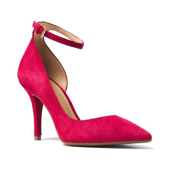 NEW Michael Kors Women Abbi Cranberry Cut Out d'Orsay Buckle Ankle Strap Pump - Picture 1 of 3